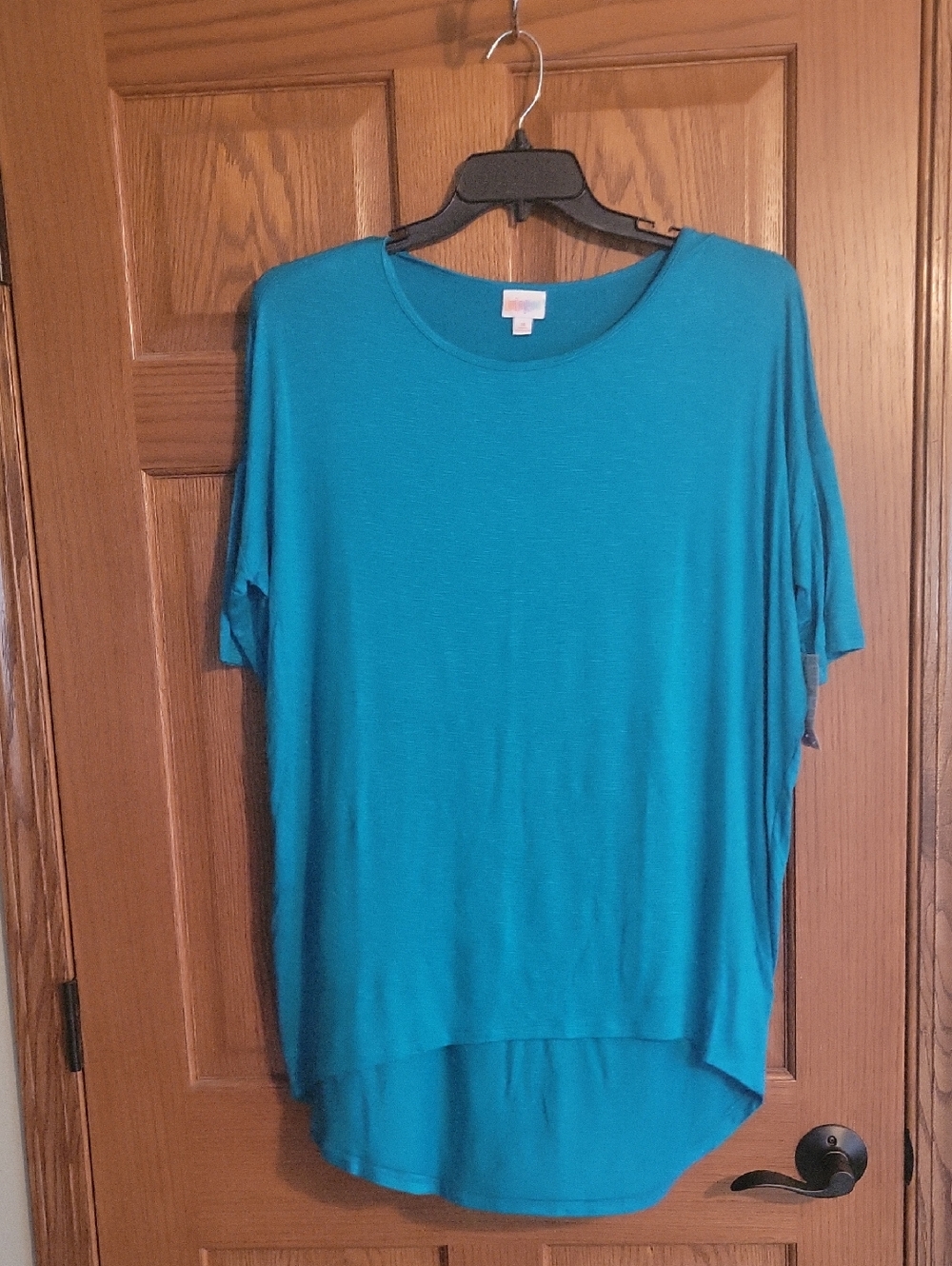 NWT- LuLaRoe Teal Relaxed High-Low Short Sleeve Tunic